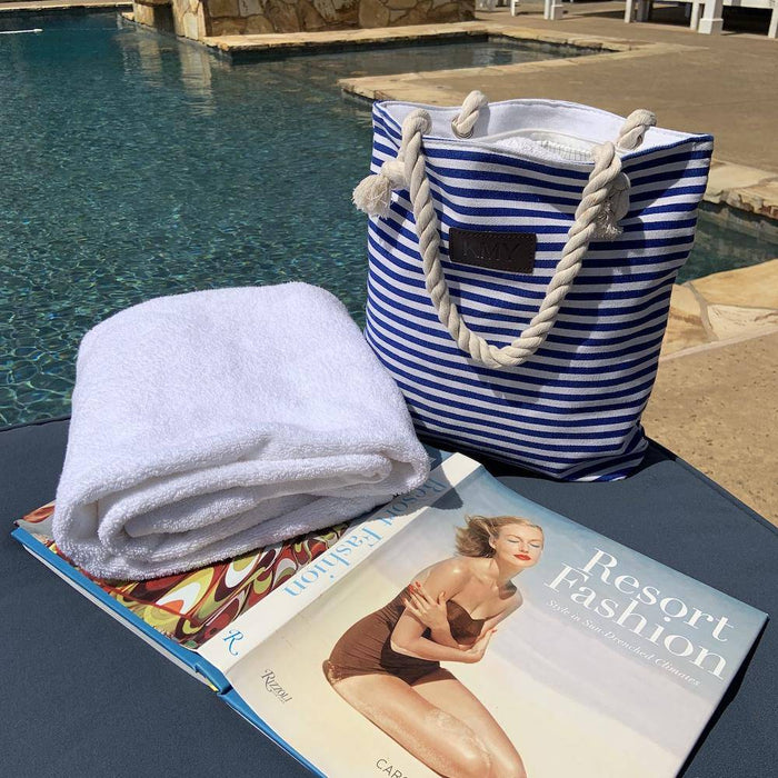 STYVU Chic Striped Canvas Tote Bag