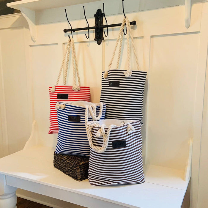 STYVU Chic Striped Canvas Tote Bag
